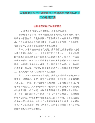 规范司法行为调研报告与规范行政执法行为工作意见汇编