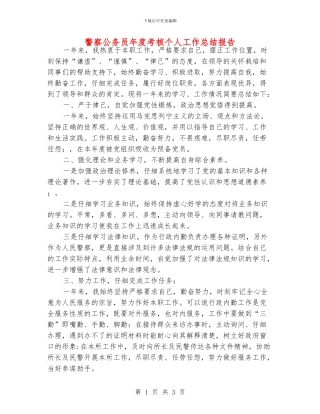 警察公务员年度考核个人工作总结报告