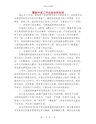 警察年度工作总结优秀范例