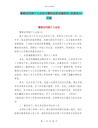 警察试用期个人总结与警校述职述廉报告汇编