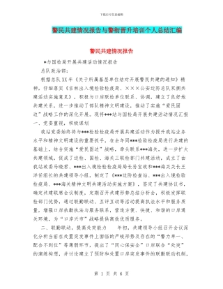 警民共建情况报告与警衔晋升培训个人总结汇编