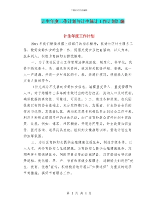 计生年度工作计划与计生统计工作计划汇编