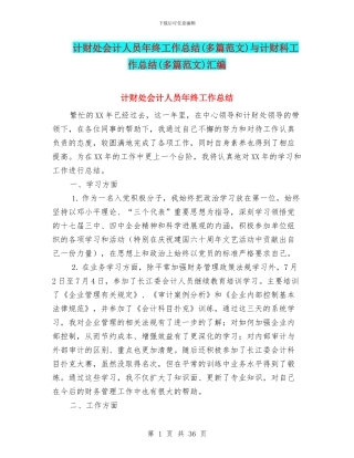 计财处会计人员年终工作总结与计财科工作总结(多篇范文)汇编