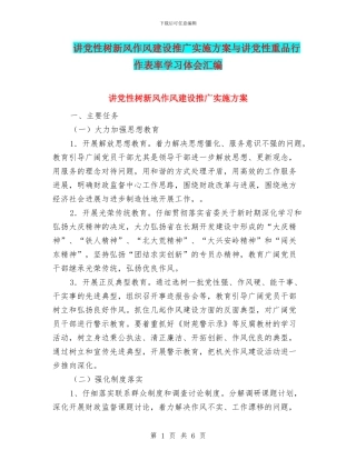 讲党性树新风作风建设推广实施方案与讲党性重品行作表率学习体会汇编