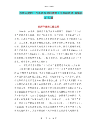 诊所年度的工作总结与试剂销售工作总结结尾汇编