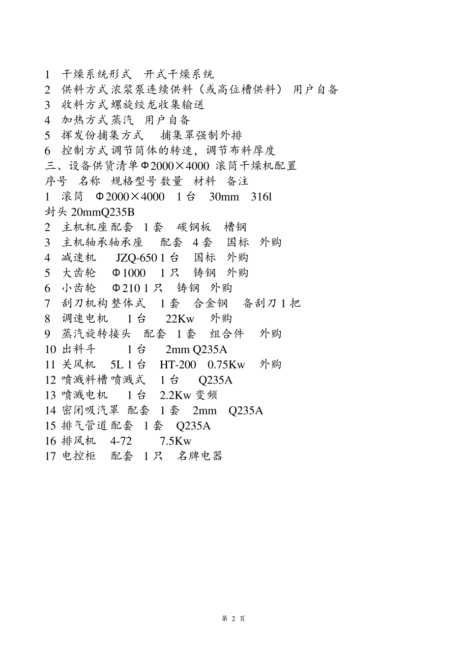 HG20 40滚筒刮板干燥机 下加料_第2页