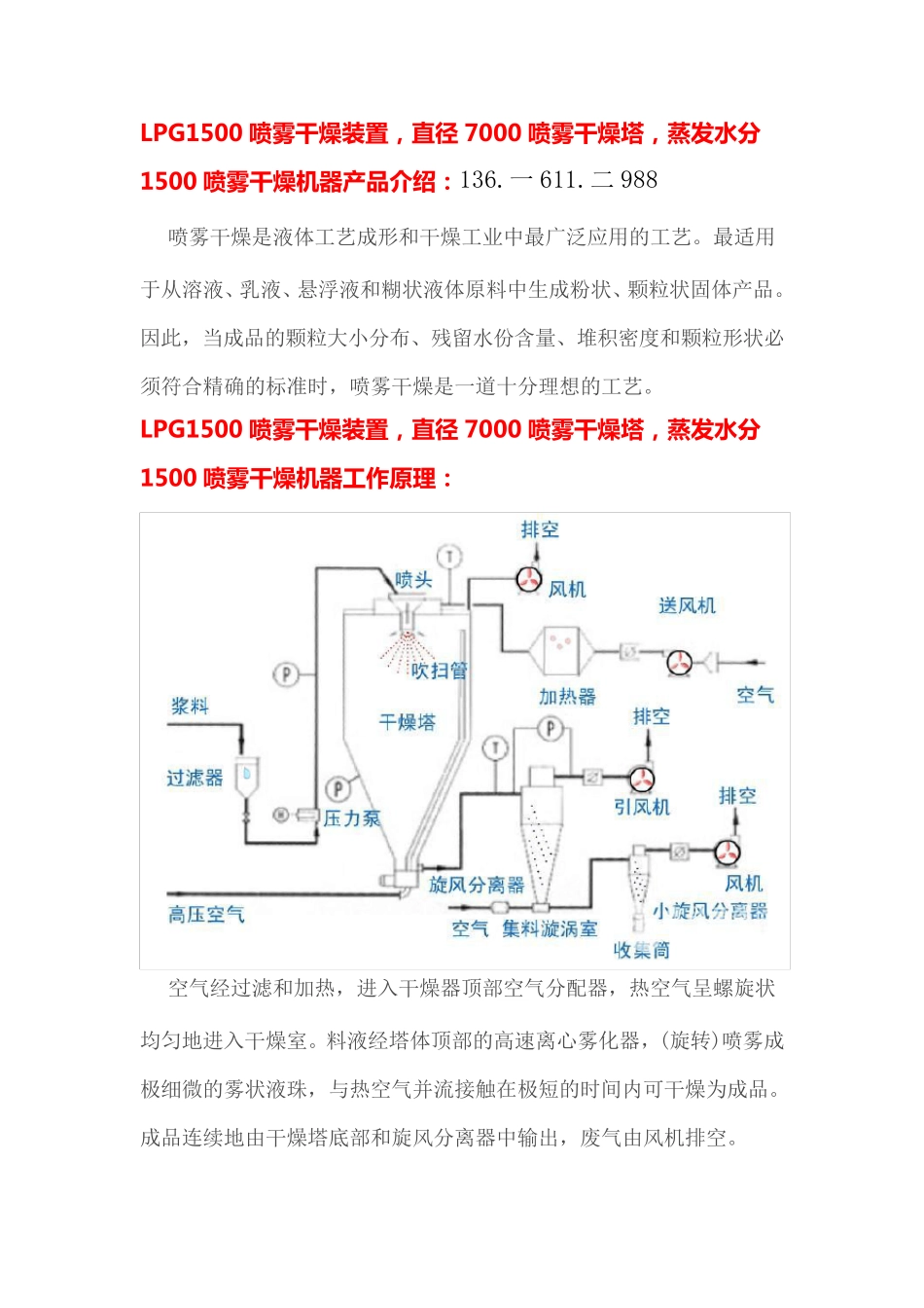 LPG1500喷雾干燥装置干燥塔厂家    直径7000_第1页