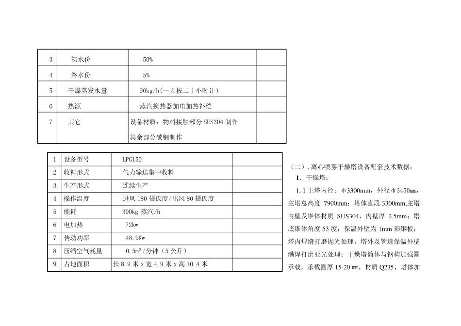 LPG150型植物油脂离心喷雾干燥塔技术说明_第3页