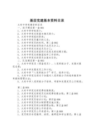 基层党建基本资料目录