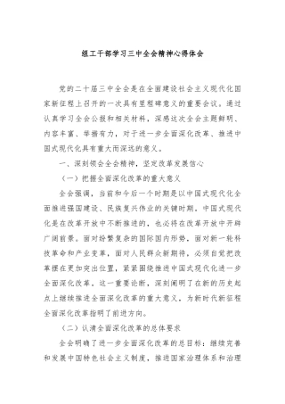 组工干部学习三中全会精神心得体会