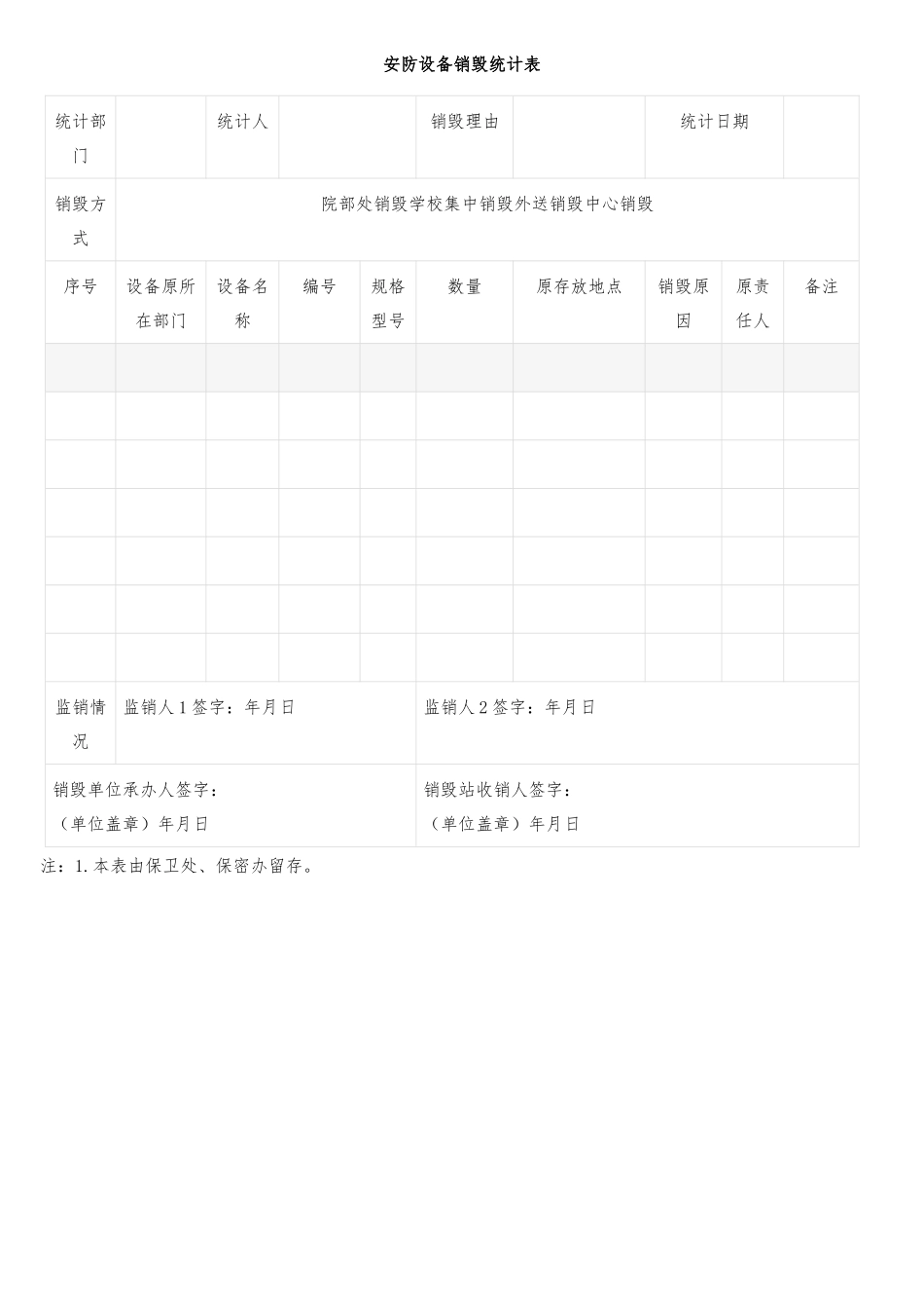 安防设备销毁统计表_第1页