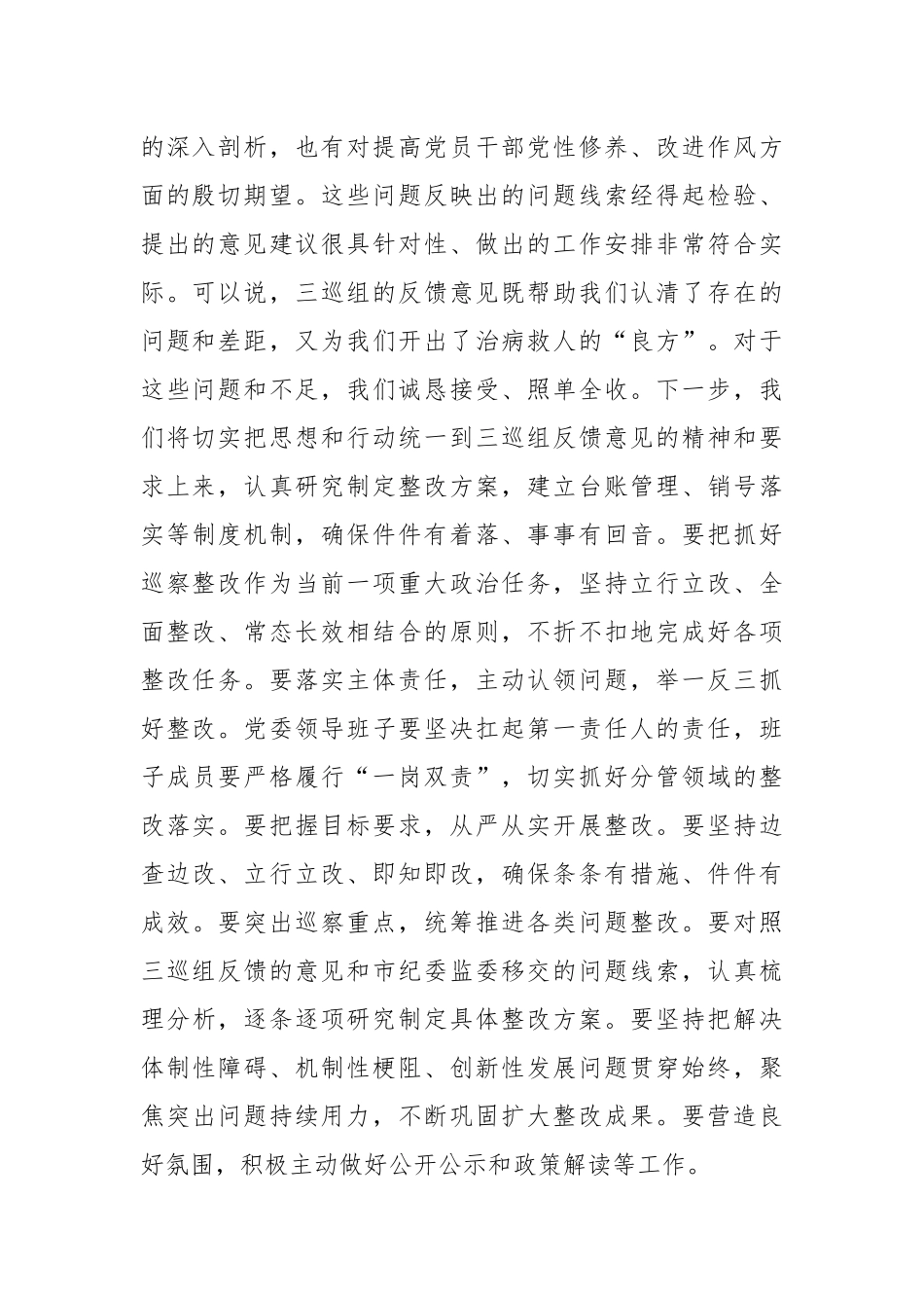 在2024年巡视整改反馈意见会上的发言_第2页