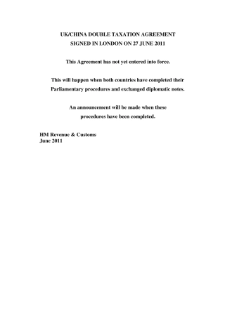 中英2011年新税收协定