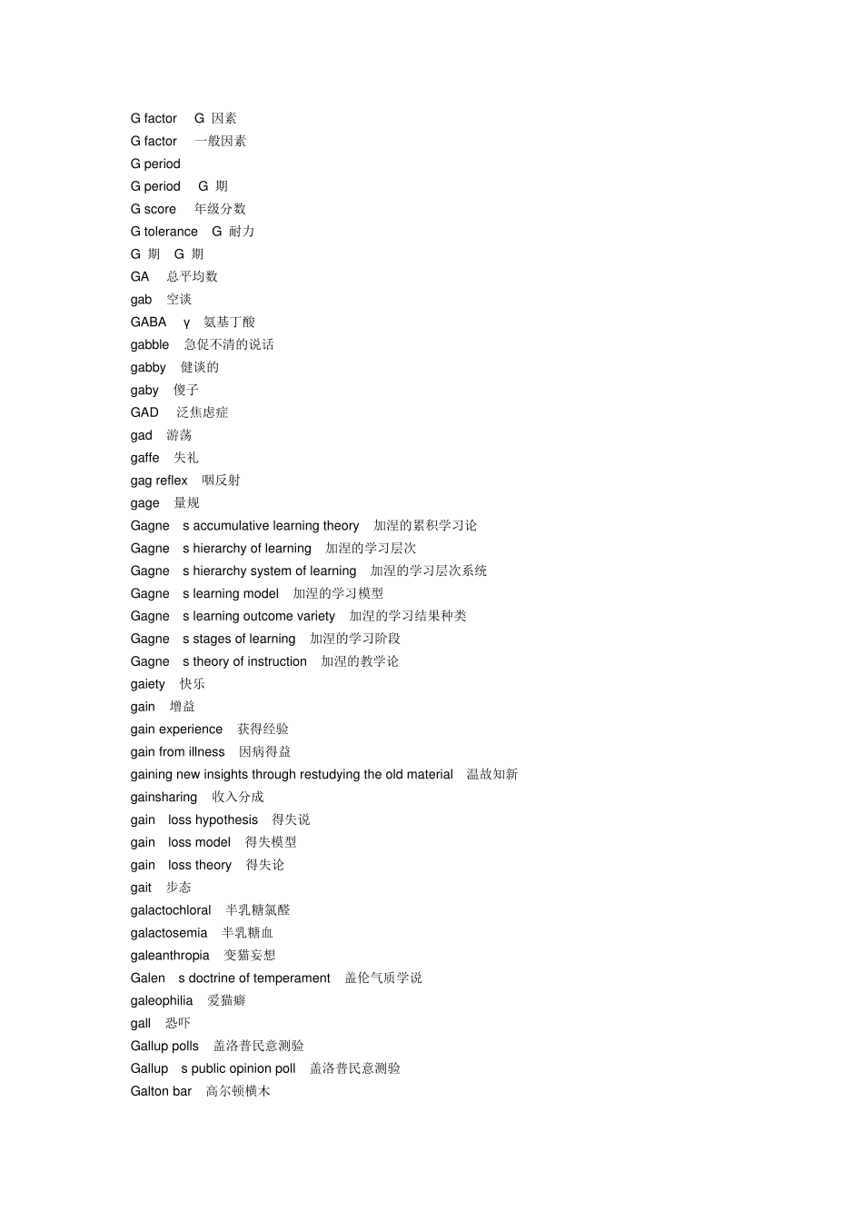 中英心理学专业词汇汇总_第1页