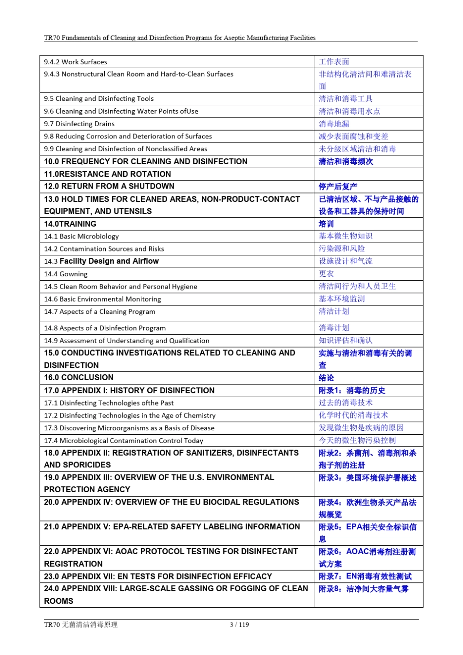 中英文PDATR70无菌生产设施的清洁消毒程序原理_第3页