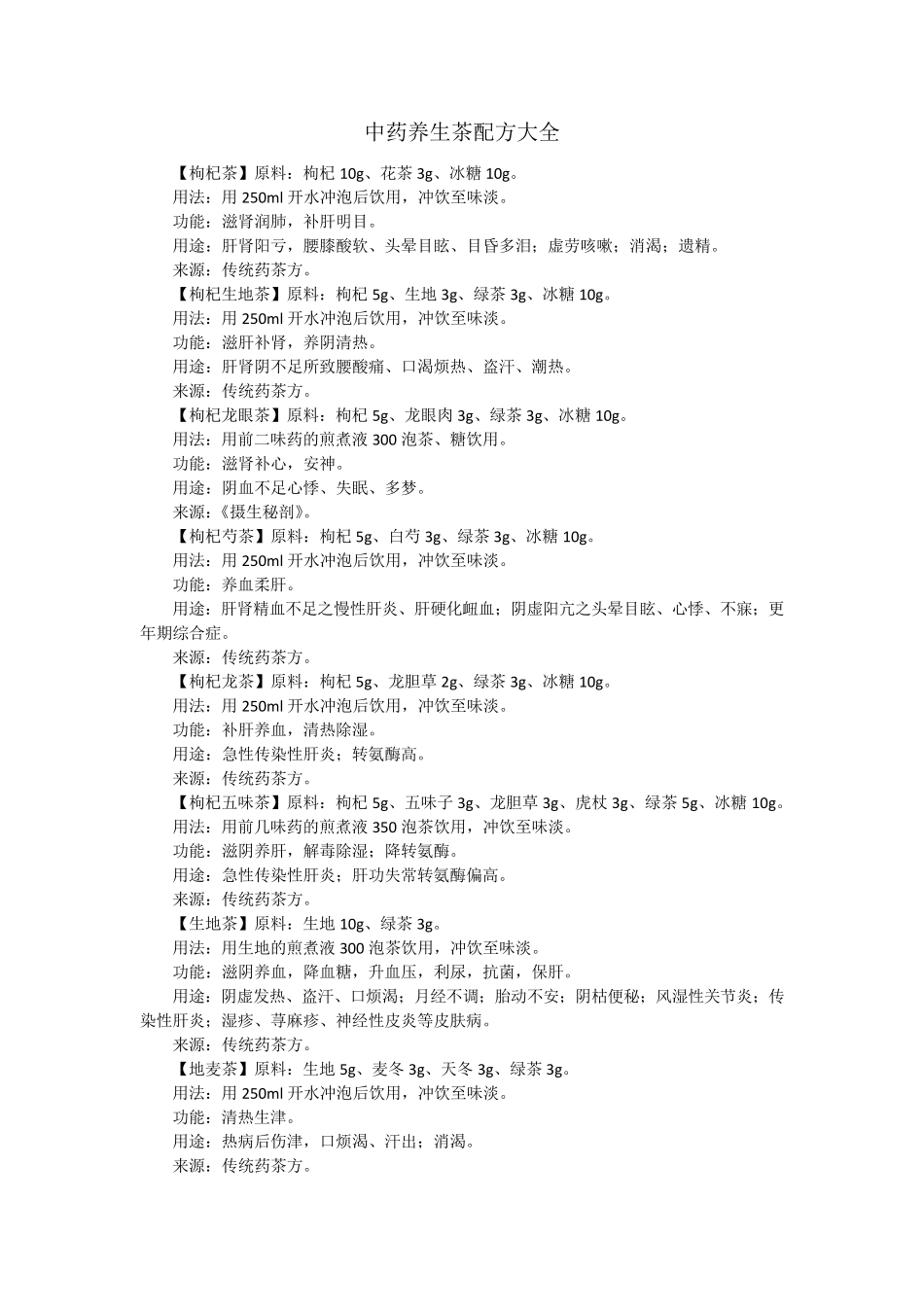 中药养生茶配方大全_第1页