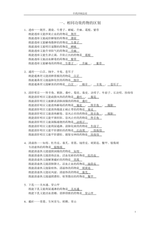 中药学归纳对比