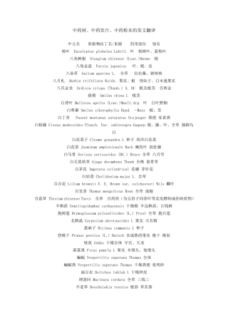 中药材、中药饮片、中药粉末的英文翻译