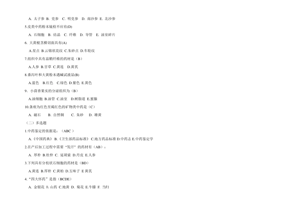 中药鉴定学考试题库及答案_第2页