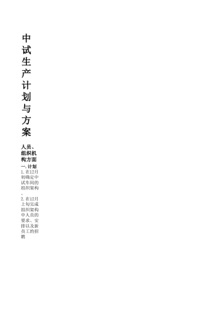 中试生产准备计划