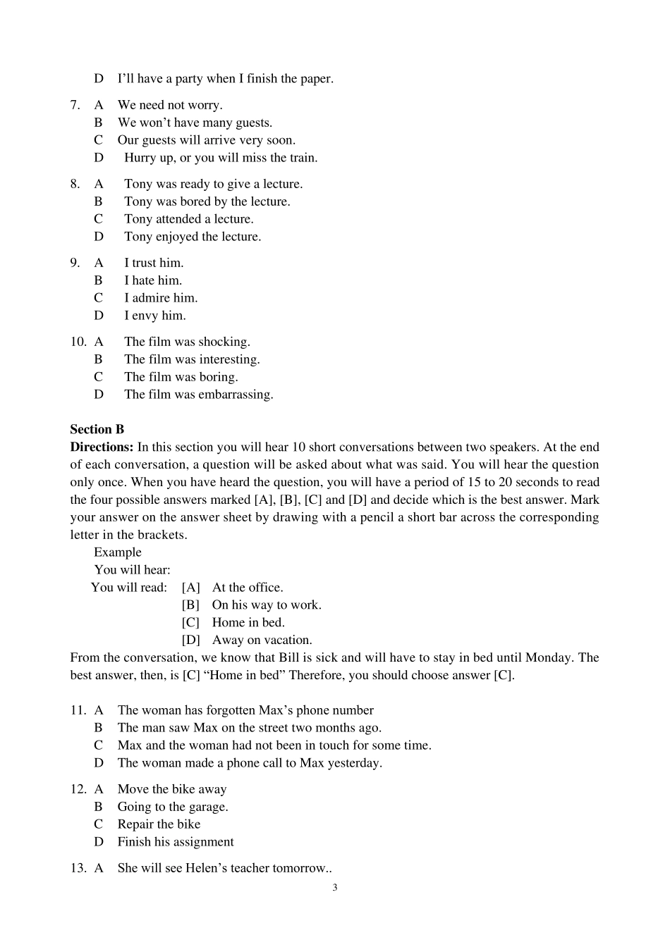 中车英语能力测试试题(附参考答案)_第3页