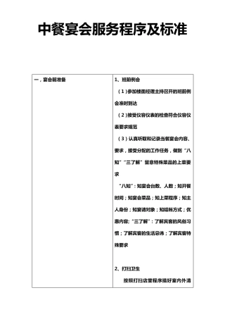 中餐宴会服务程序及标准