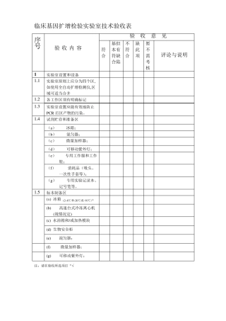 临床基因扩增检验实验室技术验收表
