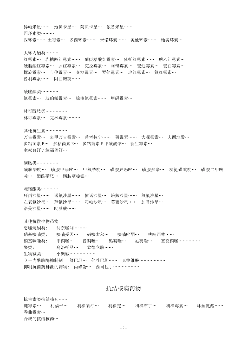 临床常用药物分类目录_第2页