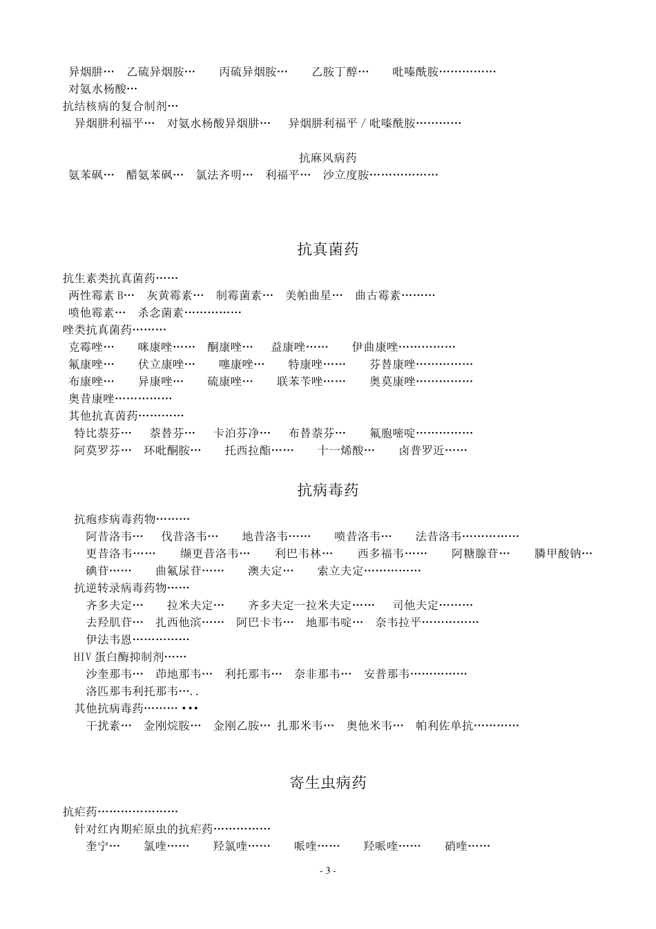 临床常用药物分类目录_第3页