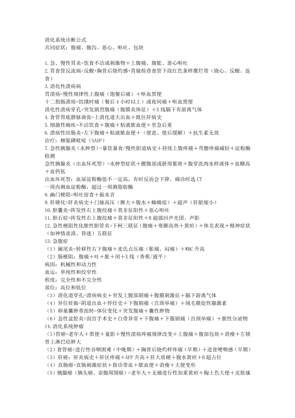 临床常见疾病诊断公式_第1页