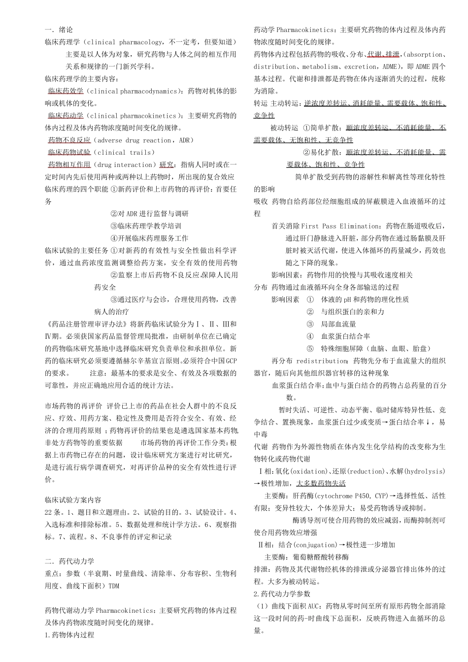 临床药理学考试重点_第1页