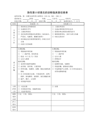 临床路径表单