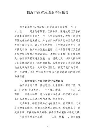 临沂市商贸流通业考察报告