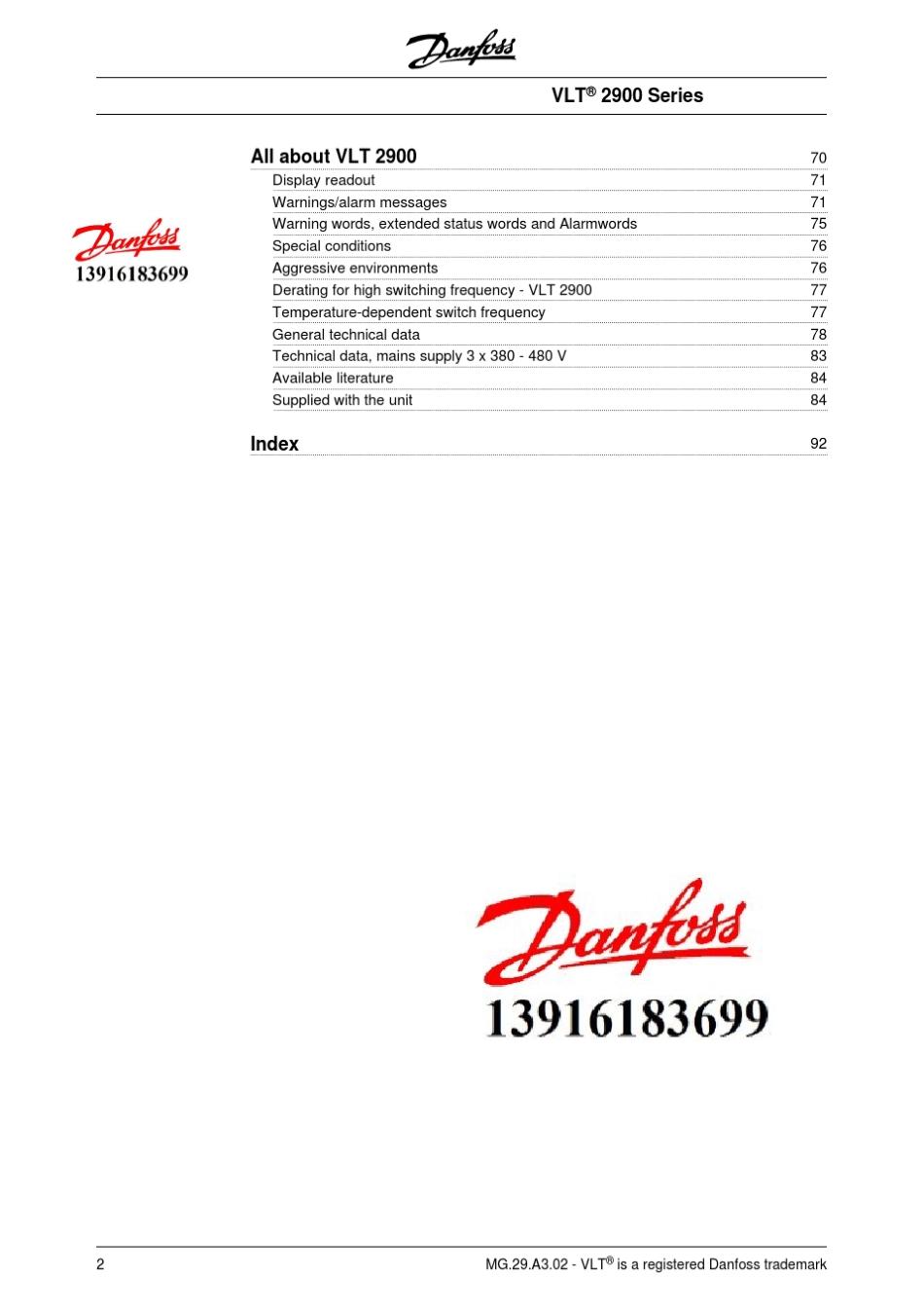 丹弗斯变频器说明书VLT2900_第2页