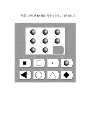 丹麦门萨权威IQ测试(附参考答案、门萨粉丝团)
