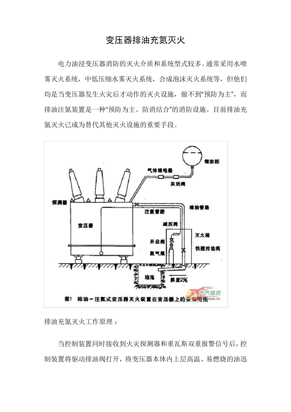 主变排油变充氮灭火装置调试方案_第1页