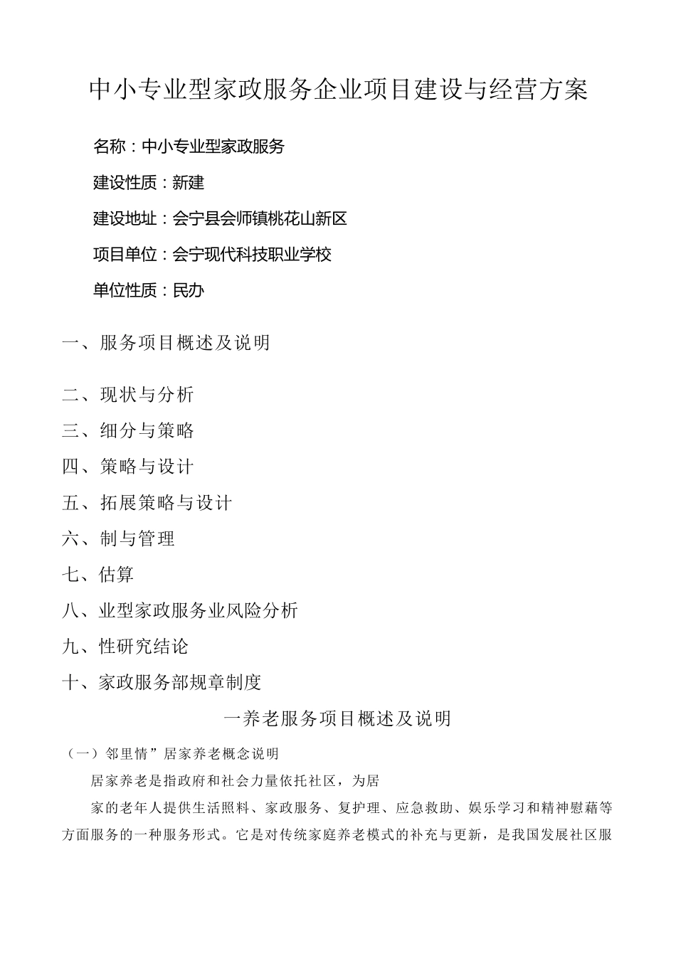 养老服务项目策划书_第1页