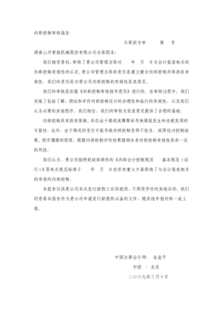 内部控制审核报告