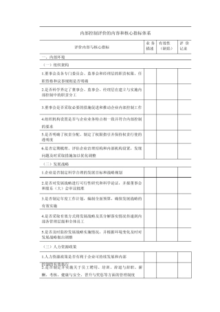 内部控制评价的内容和核心指标体系高会考试大纲2011