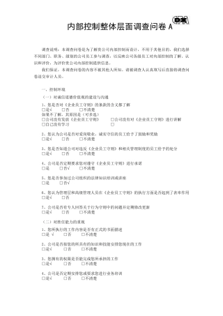 内部控制调查问卷