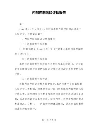 内部控制风险评估报告