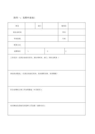 内部竞聘操作表格
