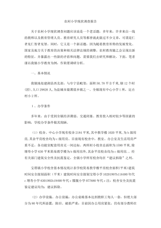 农村小学现状调查报告