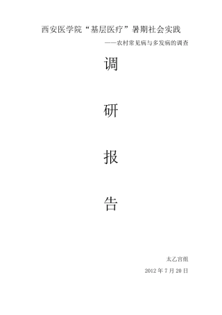 农村常见病和多发病的调研报告