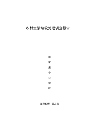 农村生活垃圾处理调查报告