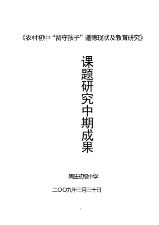 农村留守孩子课题中期成果