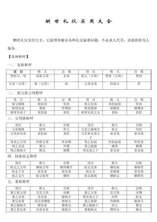 农村酬世礼仪实用大全