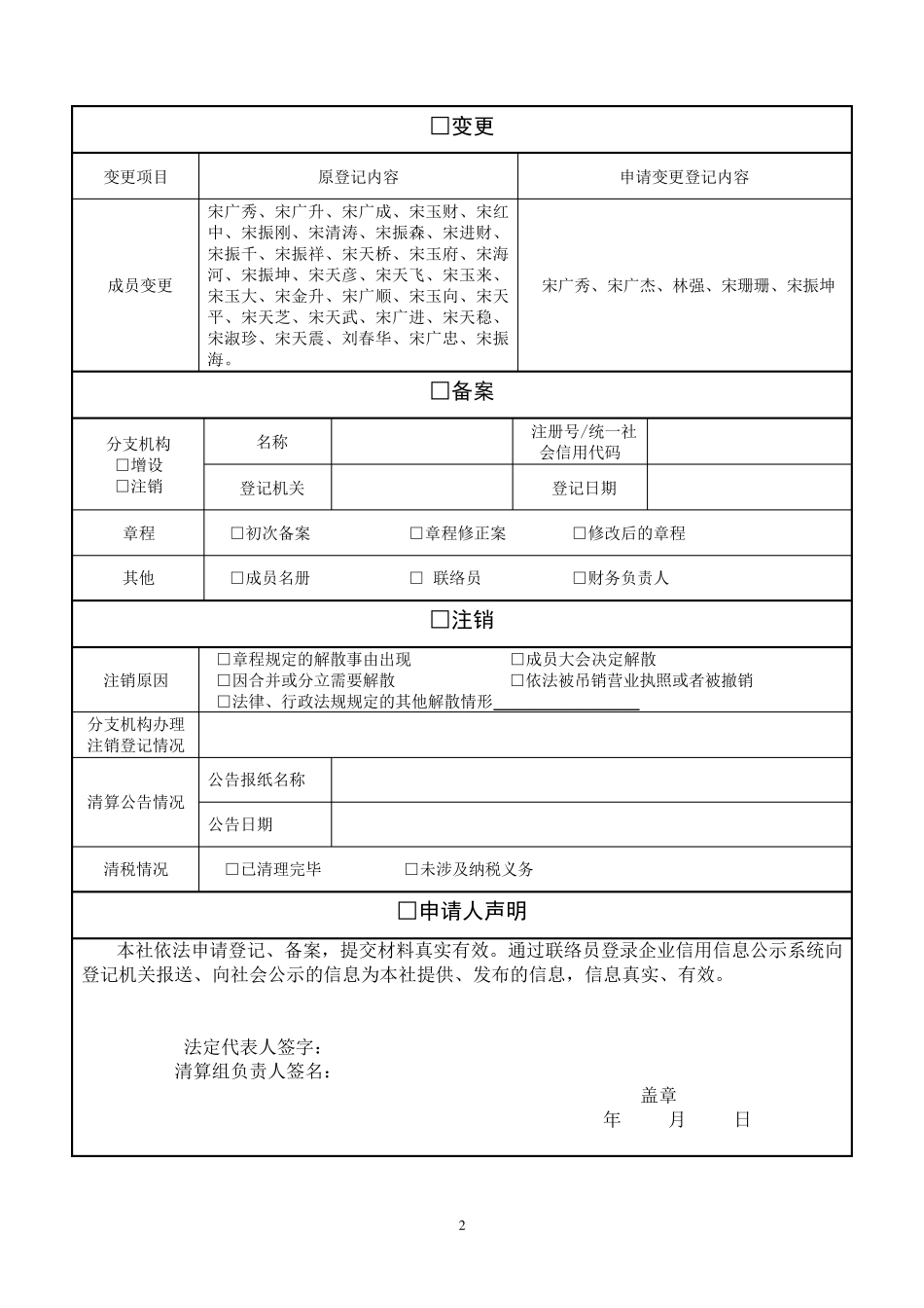 农民专业合作社登记(备案)申请书_第2页
