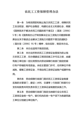 农民工工资保障管理办法