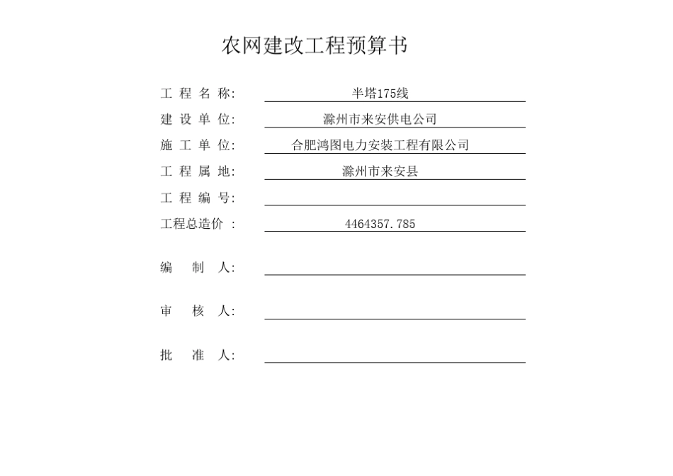 农网建改工程预算书_第1页
